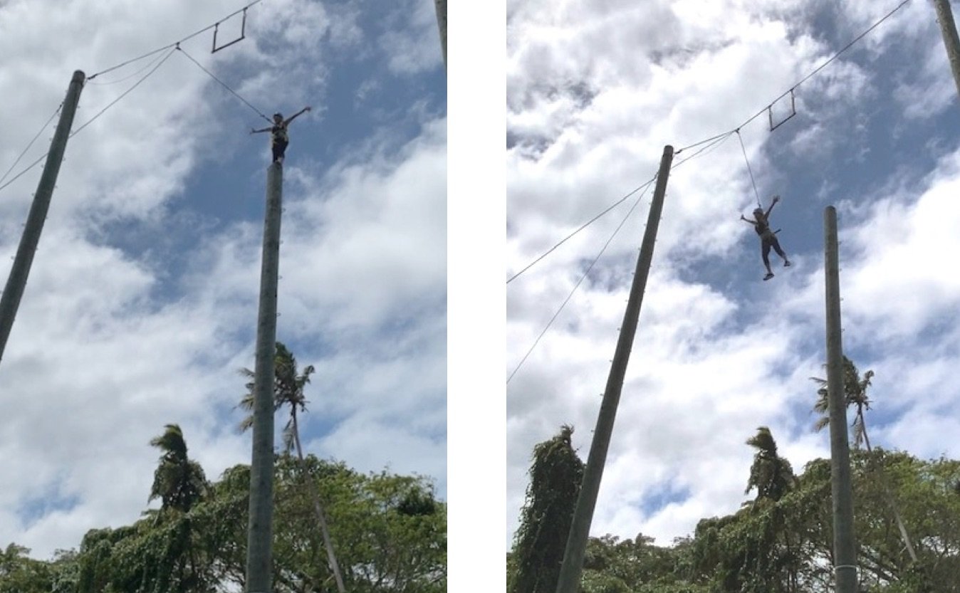 Marla Brucker Jumping off a 55 foot high pole!